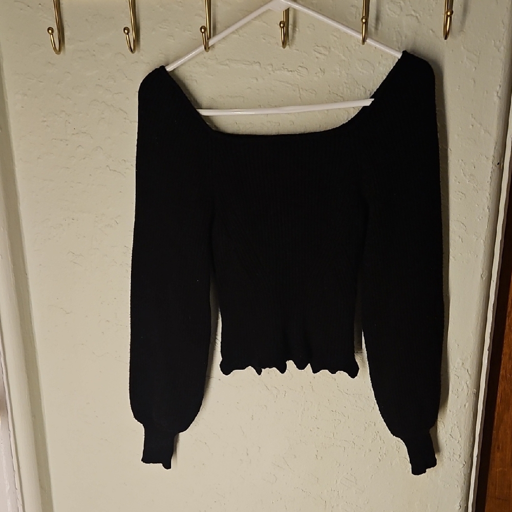 Sam Edelman Black Off-the-Shoulder Sweater